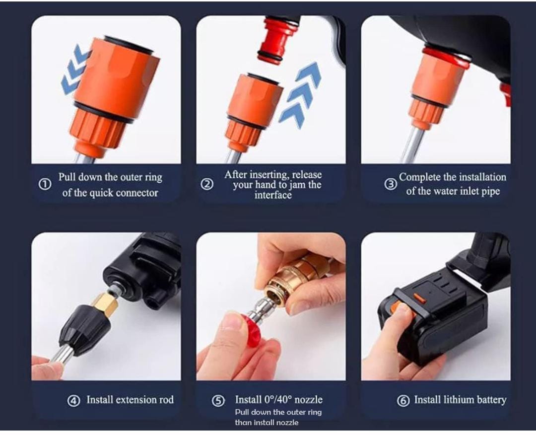 double Battery 48V Rechargeable Electric, Car WaDsher Gun (1 Set)