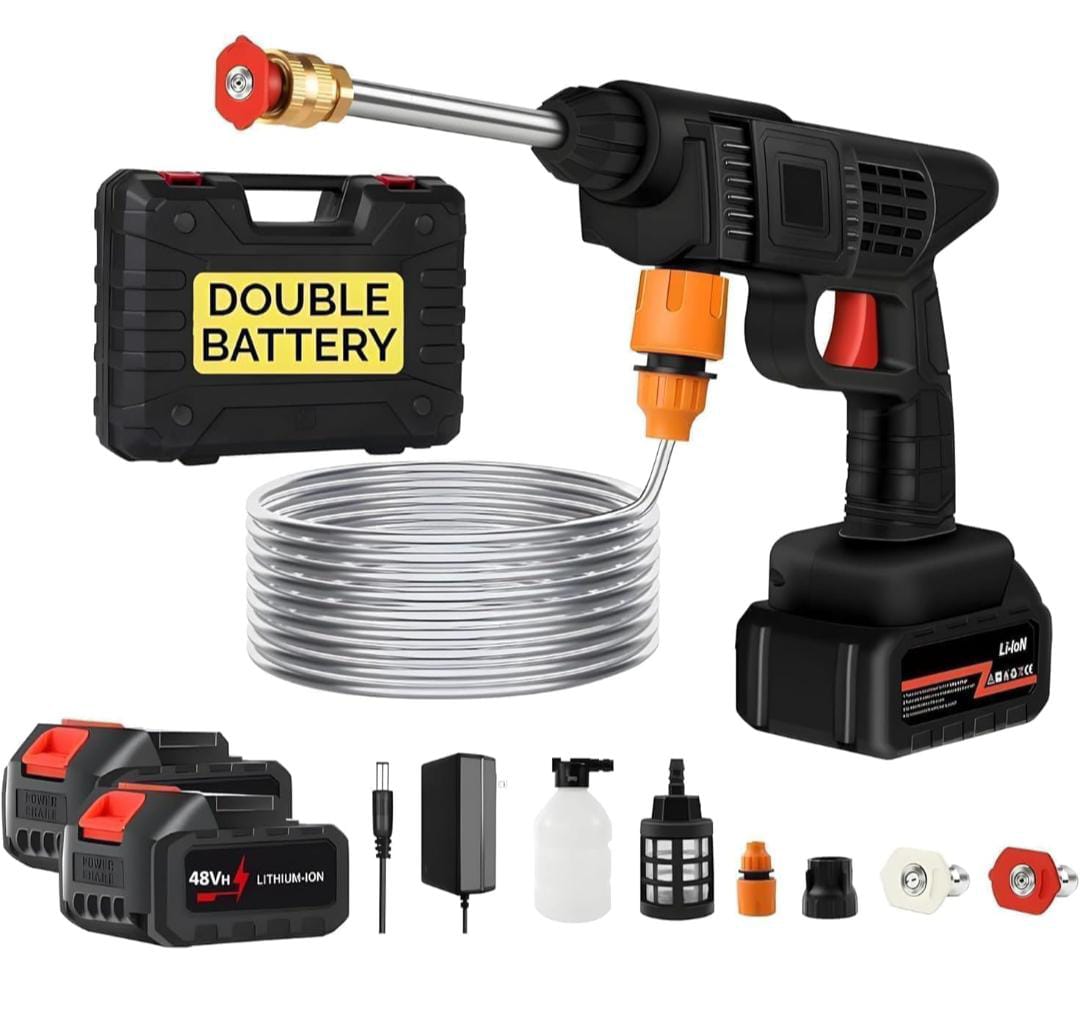 double Battery 48V Rechargeable Electric, Car WaDsher Gun (1 Set)